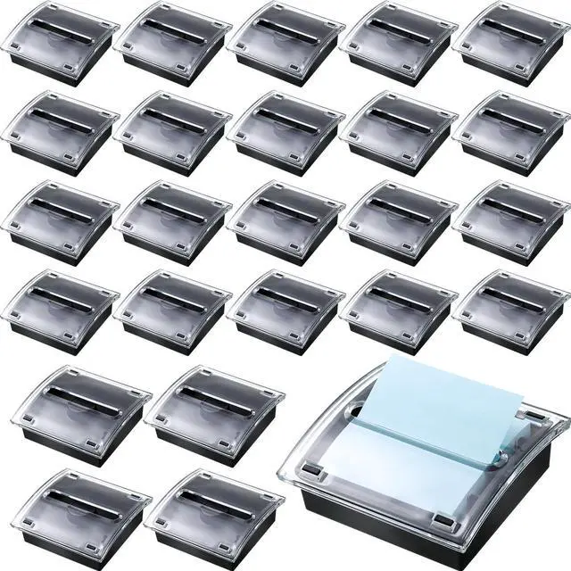 Main image of 24 Pcs Pop Up Note Dispenser with Black Base Clear Top Acrylic Sticky Notes Holder Fit for 3 x 3 Inches Notes Sticky Note Dispenser for Desk School Office Home Store Memo Gift