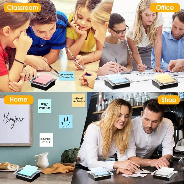 Alt view image 5 of 6 - 24 Pcs Pop Up Note Dispenser with Black Base Clear Top Acrylic Sticky Notes Holder Fit for 3 x 3 Inches Notes Sticky Note Dispenser for Desk School Office Home Store Memo Gift