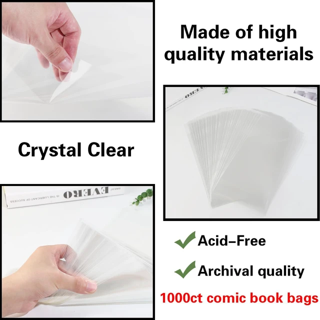 Alt view image 4 of 6 - 1000ct Current Comic Book Bags,3.5 Mil Thick Comic Book Sleeves,Acid-Free Crystal Clear,7.2 X 10.5 inch,Archival Quality,Fits Standard Comic Book Storage