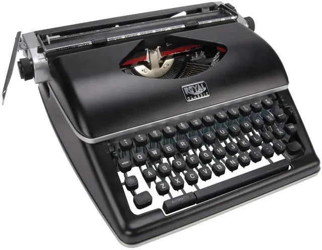 Main image of Consumer Information Products Classic Retro Manual Typewriter (Black), Model Number: 79104P | 44 Keys and 88 Characters, Metal Housing, Black and Red Ribbon Selector, Space-Bar Repeater, Model 79104p