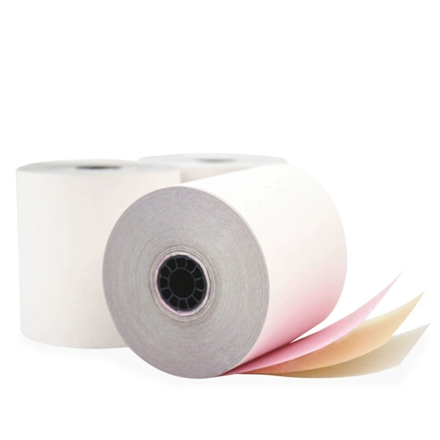 Alt view image 2 of 3 - (32 Rolls) 3-ply 3" inch 65' Feet White/Canary/Pink Carbonless Paper for Star SP700 TMU 220 (3-ply 3" inch 65' Feet) Kitchen Printer Paper From