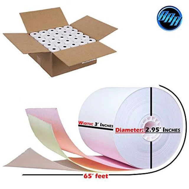 Alt view image 3 of 3 - (32 Rolls) 3-ply 3" inch 65' Feet White/Canary/Pink Carbonless Paper for Star SP700 TMU 220 (3-ply 3" inch 65' Feet) Kitchen Printer Paper From