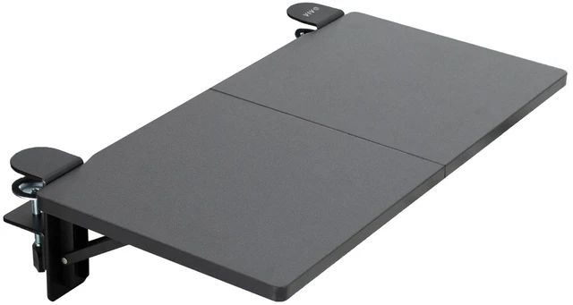 Main image of Clamp-on 24 x 12 inch (14 Including Clamps) Desk Extender, Wrist Support, Foldable Keyboard Tray, Table Mount for Sit Stand Desks, Black, DESK-EXT24. | Foldable, Wrist Support Arm Rest, Office Keyboar