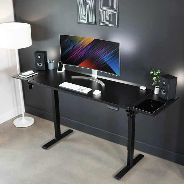 Alt view image 2 of 6 - Clamp-on 24 x 12 inch (14 Including Clamps) Desk Extender, Wrist Support, Foldable Keyboard Tray, Table Mount for Sit Stand Desks, Black, DESK-EXT24. | Foldable, Wrist Support Arm Rest, Office Keyboar