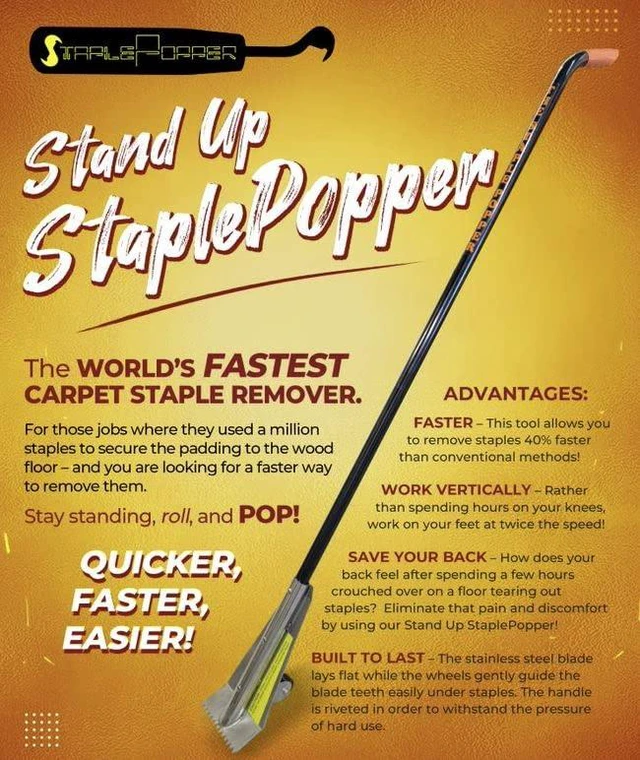 Alt view image 6 of 6 - Stand Up Carpet Staple Remover Tool | Heavy Duty Staple Puller Hand Tool for Carpet, Upholstery & Flooring | Professional Staple Remover Stick for DIY & Contractors