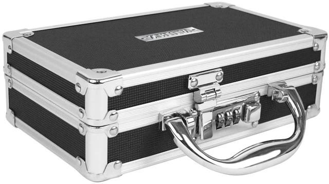 Main image of Locking Medicine Case, Combination Lock Box, 3-Pack, Briefcase Style | Reinforced steel corners and chrome handle, organized interior with mesh pocket and elastic securing straps