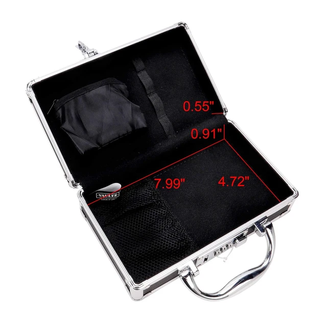 Alt view image 3 of 6 - Locking Medicine Case, Combination Lock Box, 3-Pack, Briefcase Style | Reinforced steel corners and chrome handle, organized interior with mesh pocket and elastic securing straps