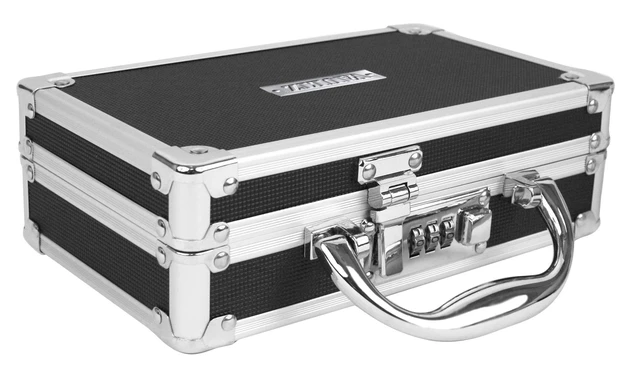 Alt view image 4 of 6 - Locking Medicine Case, Combination Lock Box, 3-Pack, Briefcase Style | Reinforced steel corners and chrome handle, organized interior with mesh pocket and elastic securing straps