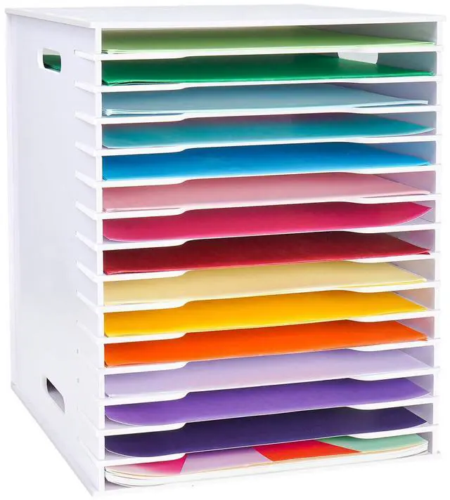 Main image of 15 Tier Scrapbook Paper Organizer for 12" x 12" Paper Large Size | Desktop Organizer for Files, Cardstock and Documents, Ideal for Home, Office and Classrooms