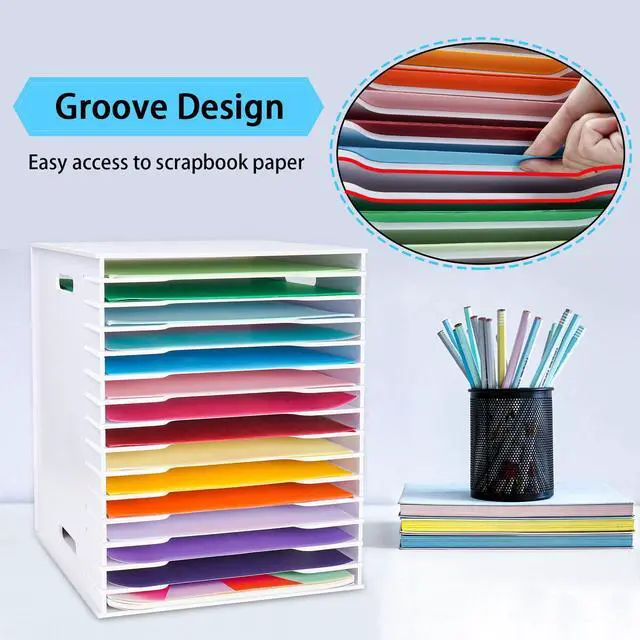 Alt view image 3 of 6 - 15 Tier Scrapbook Paper Organizer for 12" x 12" Paper Large Size | Desktop Organizer for Files, Cardstock and Documents, Ideal for Home, Office and Classrooms