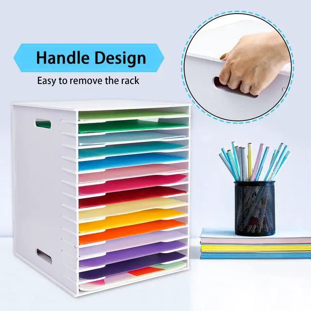 Alt view image 5 of 6 - 15 Tier Scrapbook Paper Organizer for 12" x 12" Paper Large Size | Desktop Organizer for Files, Cardstock and Documents, Ideal for Home, Office and Classrooms