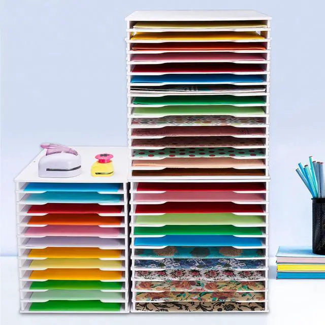 Alt view image 6 of 6 - 15 Tier Scrapbook Paper Organizer for 12" x 12" Paper Large Size | Desktop Organizer for Files, Cardstock and Documents, Ideal for Home, Office and Classrooms
