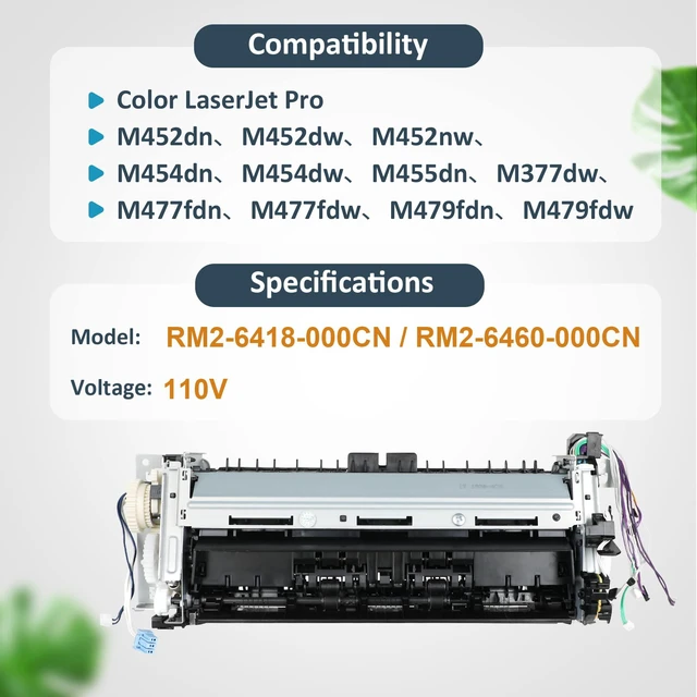Alt view image 2 of 6 - RM2-6418-000CN/RM2-6460-000CN Fuser Replacement for hp Color LaserJet Pro M377dw M452dn M452dw M452nw M454dn M454dw M455dn M477fdn M477fdw M479fdn M479fdw- Duplex Models, 110V