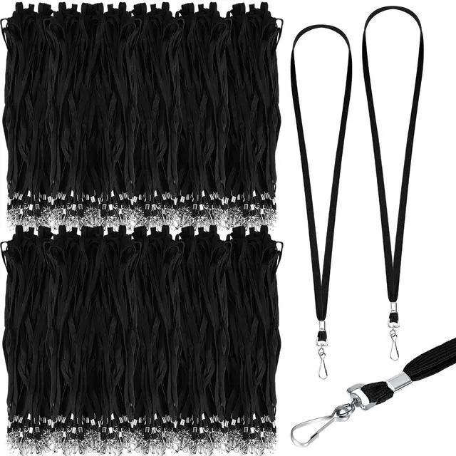 Main image of 1000 Pack Bulk Lanyards for ID Name Badges Holder Flat Lanyards with Hook Clip Swivel for Office School Accessories (Black)