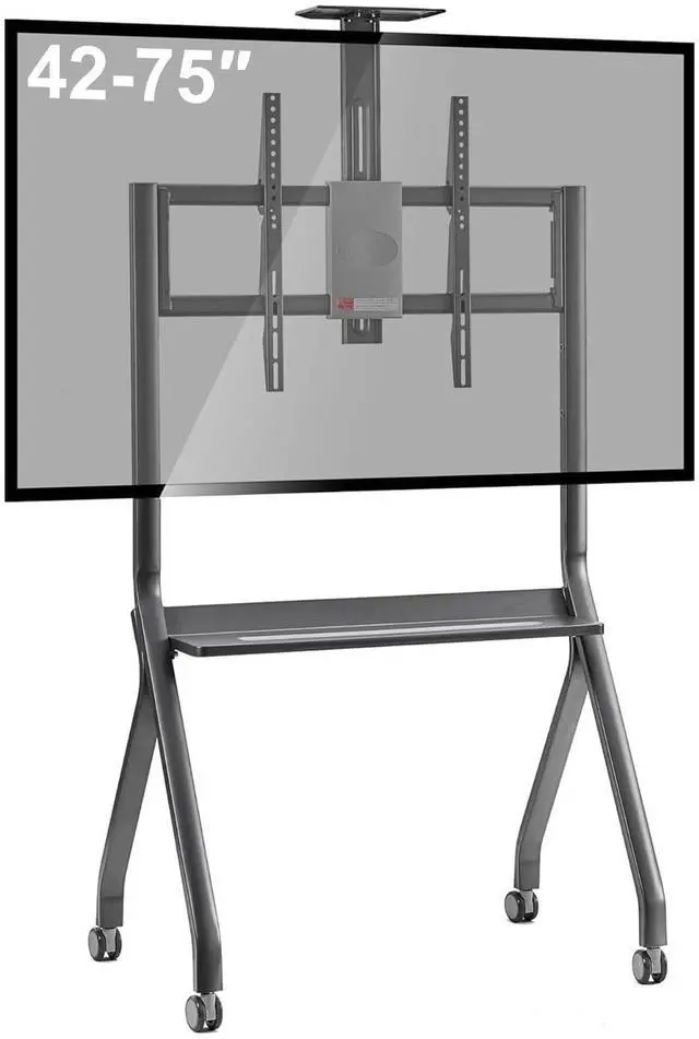 Main image of Smart Board Stand for 42-75" Interactive Whiteboards & TVs - Mobile Cart with 4 Lockable Wheels, Height Adjustable Design, 176lbs Capacity - Ideal for Classroom, E-Learning, Home Office