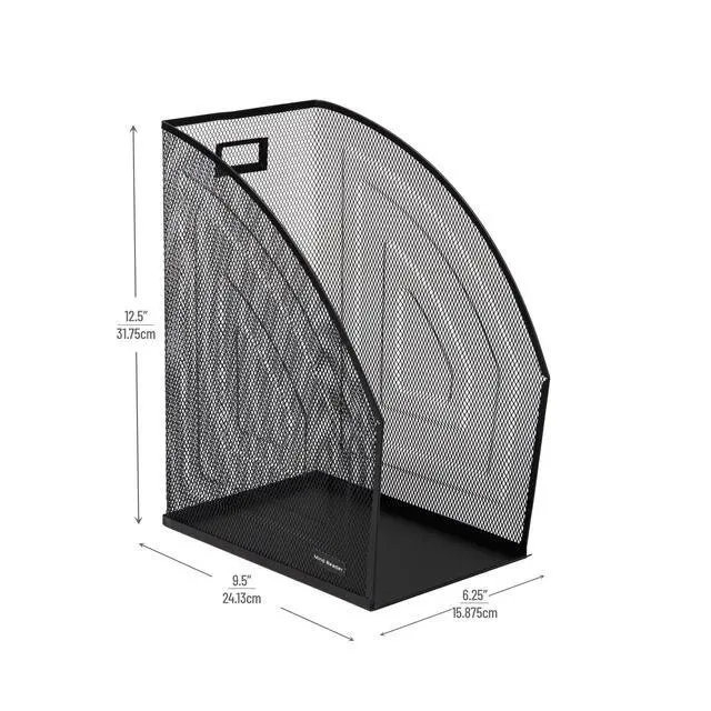 Alt view image 3 of 6 - Vertical File Storage, Desktop Organizer, Workspace, Office, Metal Mesh, 6.25" L x 10" W x 12.5" H, Black (Pack of 4)