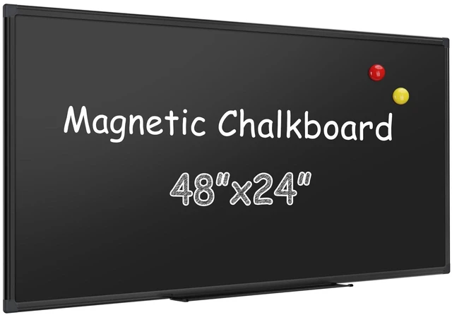 Main image of Magnetic Chalkboard 48 x 24 Inches - Black Aluminum Frame Chalk Board Words Sign Wall Decor Plaque for Business, Menu, School, Office - Magnet Bulletin Display Board Pizarra