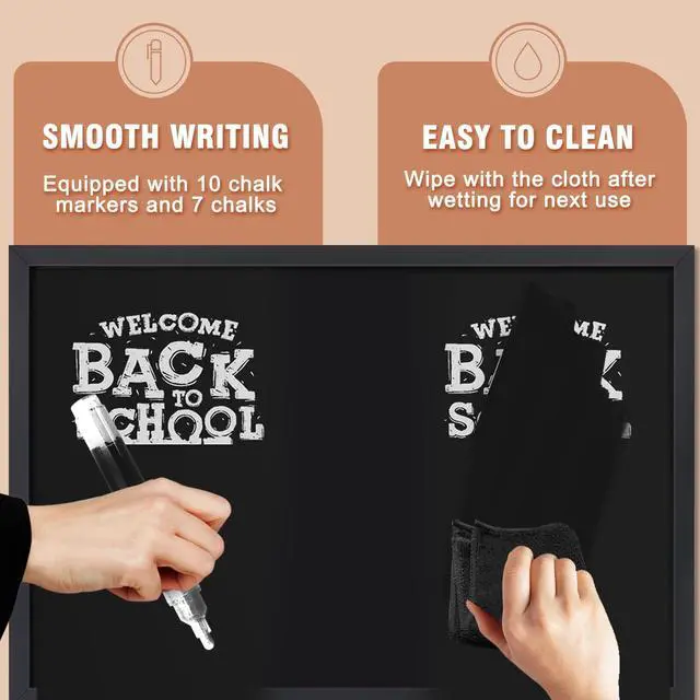 Alt view image 6 of 6 - Magnetic Chalkboard Words Sign - 24" x 36" Large Black Frame Wall Decor Bulletin Chalk Board for Menu, Business, Restaurant, Home Office