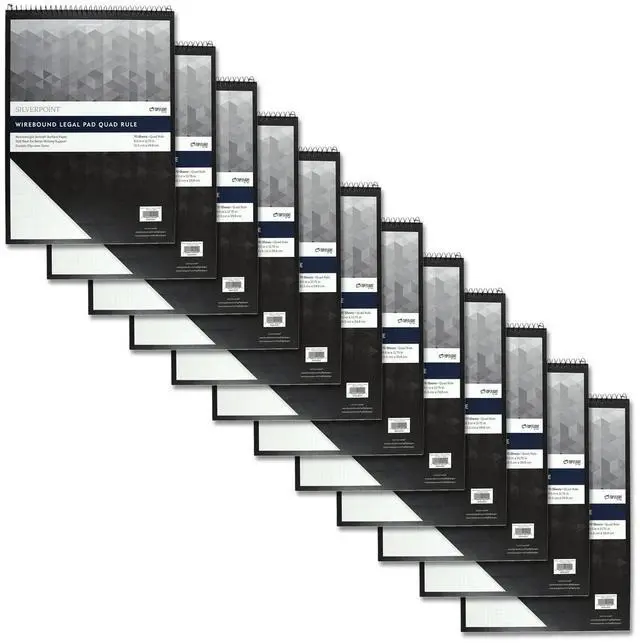Main image of Top Flight Silverpoint Top Wire Pad, Heavy Back, Quadrille Rule, 8.5 x 11.75 Inches, 70 Sheets, Protective Cover, Blue/Black, Case Pack of 12