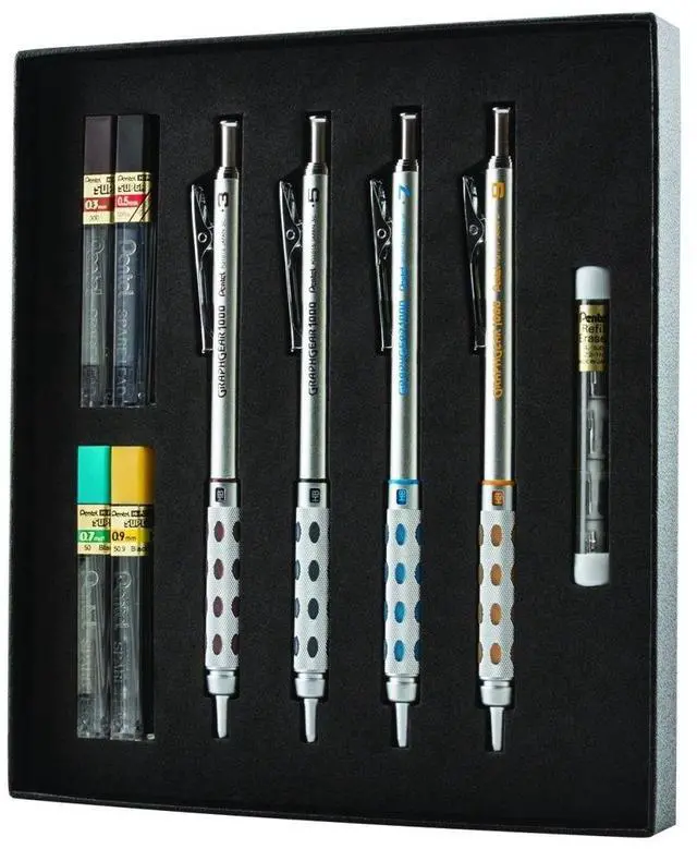 Main image of Arts GraphGear 1000 Mechanical Pencil Premium Gift Set with Refill Leads & Erasers (PG1000BXSET)