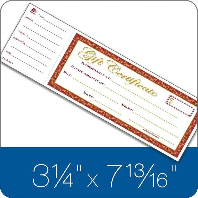 Alt view image 2 of 4 - 1-Part Gift Certificates with Stub, 3-1/4" x 11", 25 Certificates/BK (GFTBK1), Pack of 12