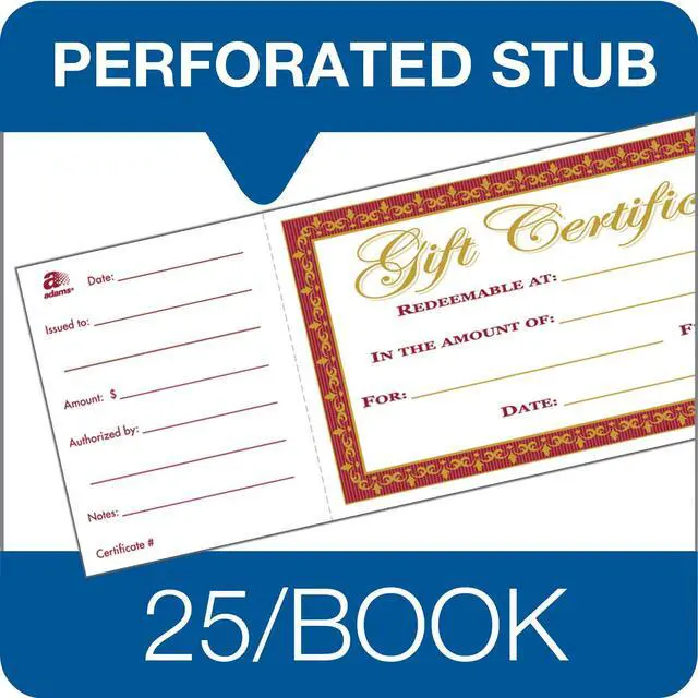Alt view image 3 of 4 - 1-Part Gift Certificates with Stub, 3-1/4" x 11", 25 Certificates/BK (GFTBK1), Pack of 12