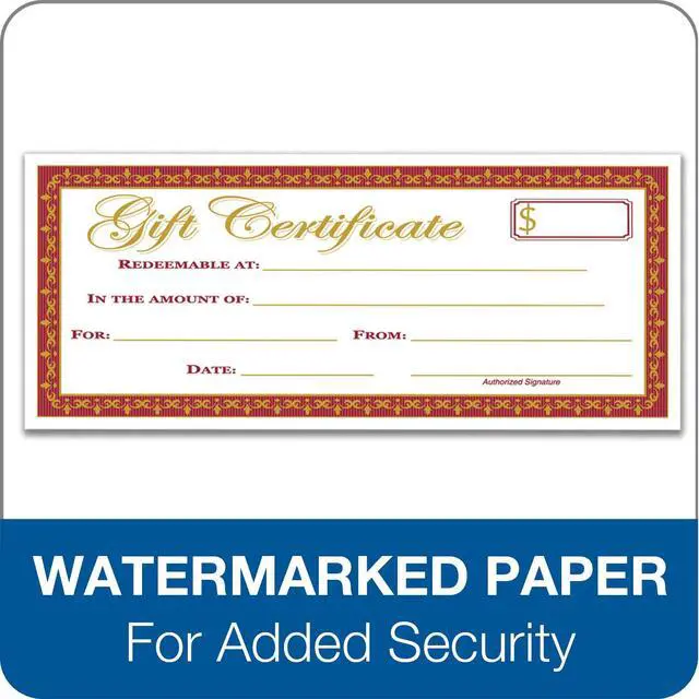 Alt view image 4 of 4 - 1-Part Gift Certificates with Stub, 3-1/4" x 11", 25 Certificates/BK (GFTBK1), Pack of 12