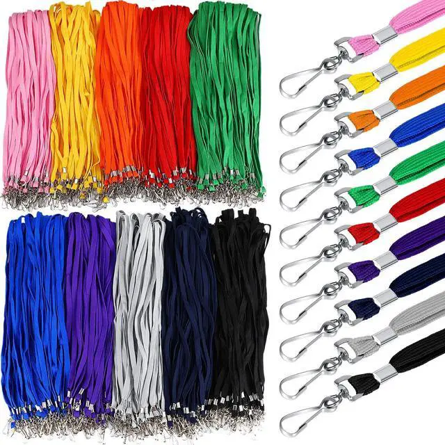 Main image of 1000 Pack Bulk Lanyards for ID Name Badges Holder Flat Lanyards with Hook Clip Swivel for Office School Accessories (Multi Colors)