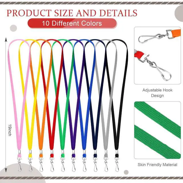 Alt view image 2 of 6 - 1000 Pack Bulk Lanyards for ID Name Badges Holder Flat Lanyards with Hook Clip Swivel for Office School Accessories (Multi Colors)