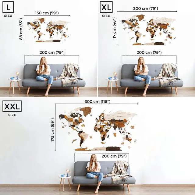 Alt view image 4 of 6 - Multilayered 3D Wooden World Map Wall Decor, Wood Art Wall Decor, Mapa Mundi Para Pared, World Maps and Push Pins, Valentine's Day Gifts For Dad, Mom, Boss, Husband, Wife (Large)
