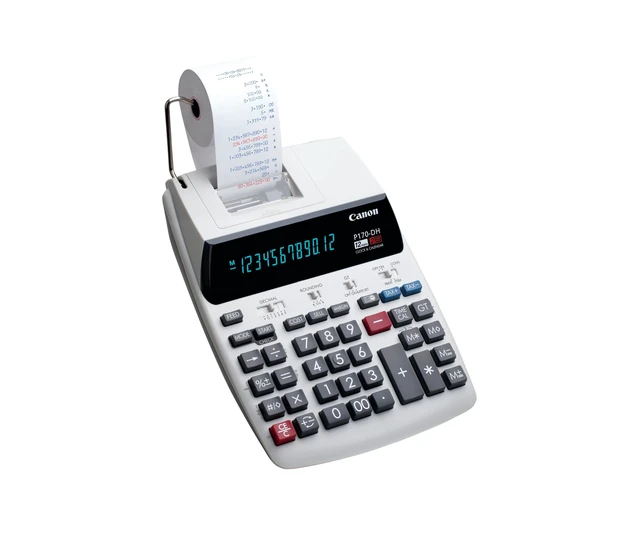 Alt view image 2 of 3 - Office Products 2204C001 P170-DH-3 Desktop Printing Calculator with Currency Conversion, Clock & Calendar, and Time Calculation, Black/White/Silver, 14.60 Inch x 9.60 Inch x 3.00 Inch