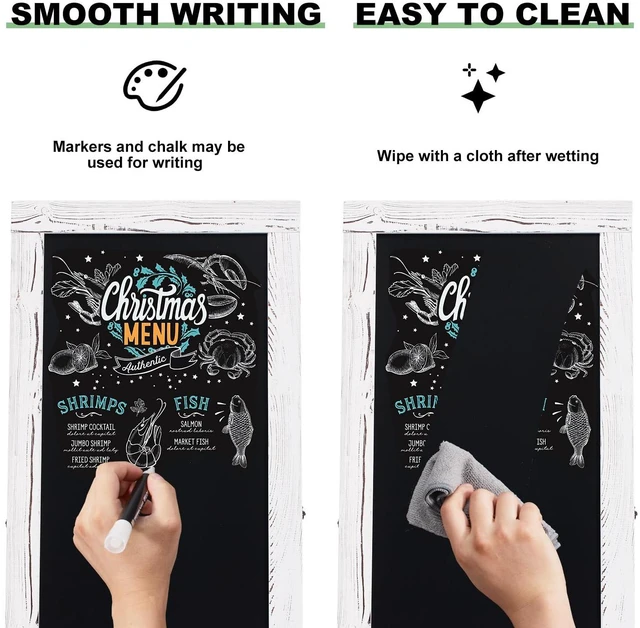 Alt view image 4 of 6 - Large Sandwich A-Frame Chalkboard Signs, 40" x 20" Magnetic Board | White Wooden Chalk Board, Double-Sided Outdoor Chalkboard for Sidewalk Cafe Shop Wedding Party or Business