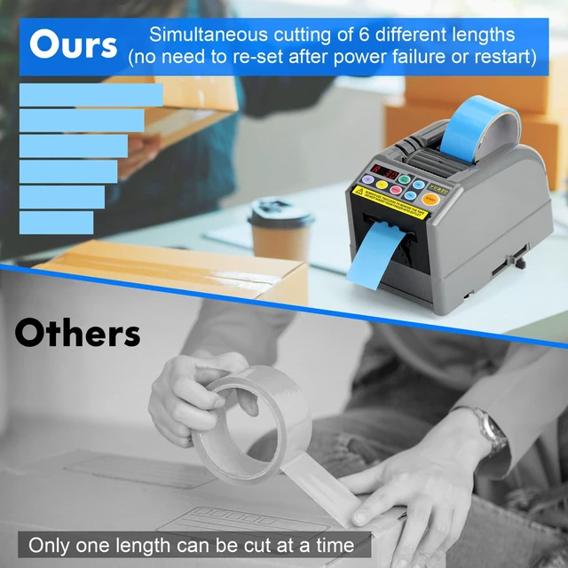 Alt view image 3 of 6 - Ribbon Cutting Machine, Semi-Automatic Tape Dispenser, 6-60mm Width, 5-999mm Length, Ideal for Shipping, Schools, Restaurants, Business & Home