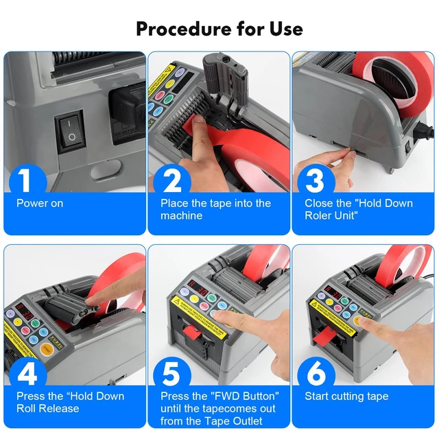 Alt view image 5 of 6 - Ribbon Cutting Machine, Semi-Automatic Tape Dispenser, 6-60mm Width, 5-999mm Length, Ideal for Shipping, Schools, Restaurants, Business & Home