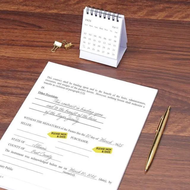 Alt view image 6 of 6 - 91032 Arrow Message Page Flag Refills, "Please Sign & Date", Yellow, 120 per Roll (Box of 6 Rolls) (Pack of 8)