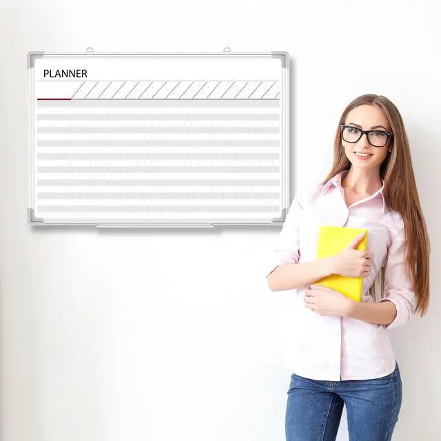 Alt view image 3 of 6 - Aluminum Frame Dry Erase Board with Lines, Double Sided Wall-Mounted Whiteboard for Scheduling, to Do Lists & Weekly Planning, Reusable Calendar for Home & Work(Make Ready Board,36"x24")