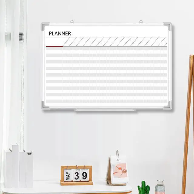 Alt view image 4 of 6 - Aluminum Frame Dry Erase Board with Lines, Double Sided Wall-Mounted Whiteboard for Scheduling, to Do Lists & Weekly Planning, Reusable Calendar for Home & Work(Make Ready Board,36"x24")