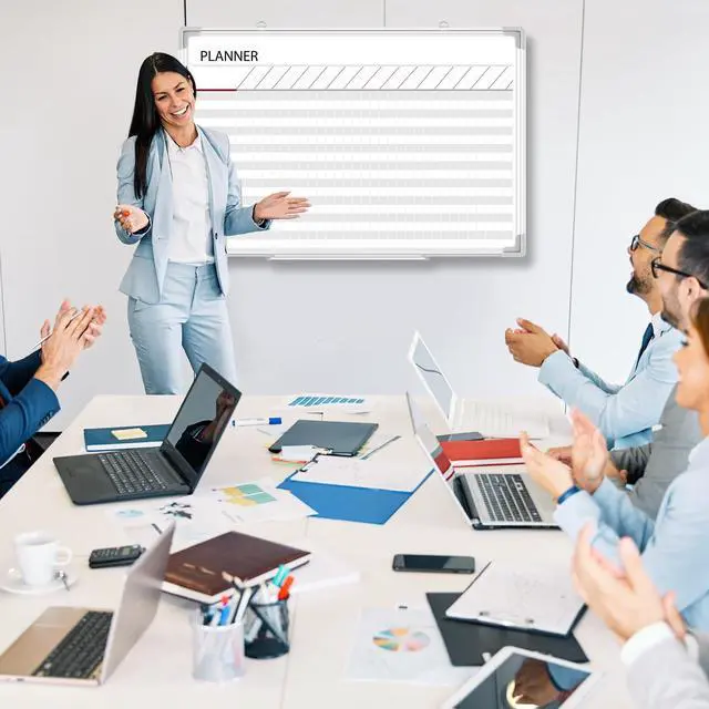 Alt view image 5 of 6 - Aluminum Frame Dry Erase Board with Lines, Double Sided Wall-Mounted Whiteboard for Scheduling, to Do Lists & Weekly Planning, Reusable Calendar for Home & Work(Make Ready Board,36"x24")
