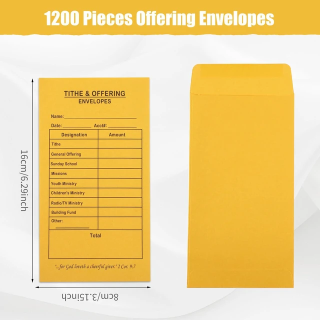 Alt view image 2 of 6 - 1200 Pcs Church Offering Tithe Donation Envelopes 6.5 x 3.5 Inch Golden Paper Tithes and Offering Envelopes for Church Tithing Checks and Cash Envelopes for Offering (1200, Tithes And Offering)