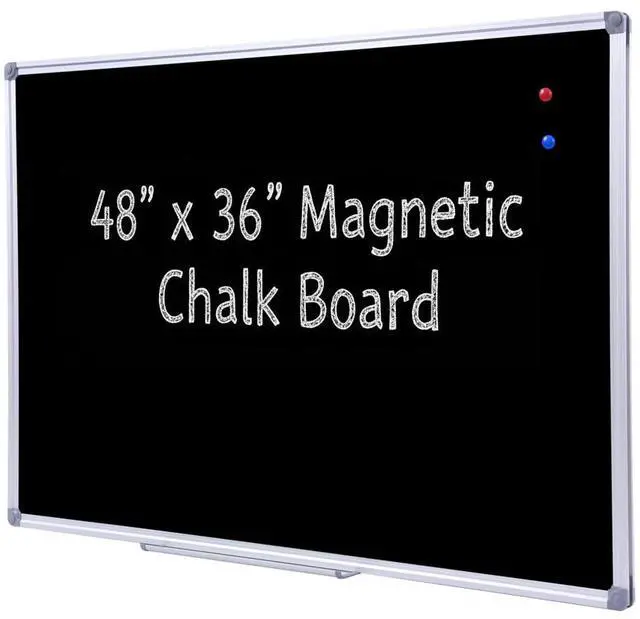 Main image of 36 x 48 Inch School Large Black Magnetic Chalkboard for Wall | 4'x 3' Hanging Magnetic Black Board with Aluminum Frame and Marker Tray, for School, Office and Restaurant Menus