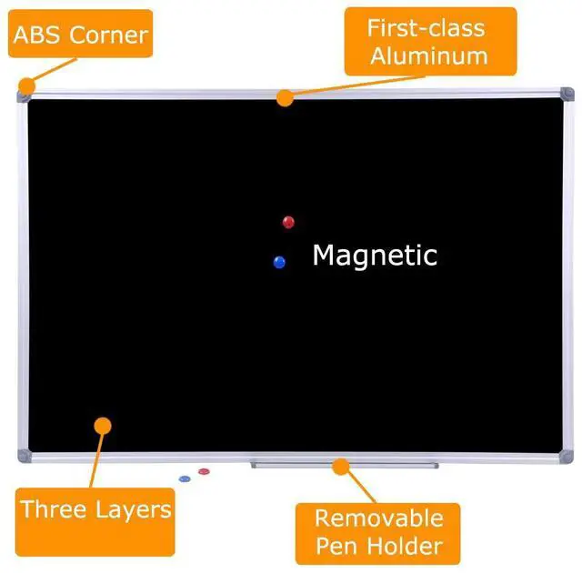 Alt view image 2 of 6 - 36 x 48 Inch School Large Black Magnetic Chalkboard for Wall | 4'x 3' Hanging Magnetic Black Board with Aluminum Frame and Marker Tray, for School, Office and Restaurant Menus