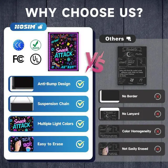 Alt view image 4 of 6 - 32"x24" LED Message Writing Board, Neon Sign for Business & Restaurants, Illuminated Erasable Menu Board, 8 Colors Markers & 16 Lighting Colors, Flashing Light Up Display for Bar, Party, Wedding