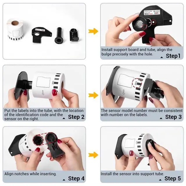 Alt view image 4 of 6 - Compatible with Brother DK-2251 Continuous Length Black/Red Label 2.4x 50' | For QL-800, QL-810W, QL-820NWB Printers, 10 Rolls + 1 Frame, DK2251 DK-22251 White Paper Tape