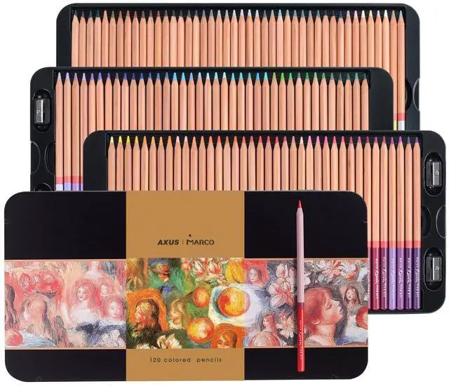 Main image of 120 3.7mm Thick Core Oil-Based Colored Pencils, Pastel Pencils | Unbreakable, Great Color Rendering, Iron Box Packed, for Artists & Art Lovers, Smooth Coloring Pencils, Renoir 3100 Series