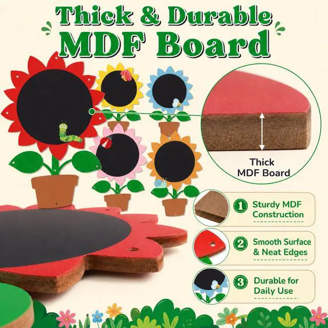 Alt view image 3 of 6 - 5 Pcs Giant Outdoor Chalkboard for Kids, 31.5 x 20.9 Inch Large Colourful Sunflower Chalkboard Weatherproof Art Easel Wall Mounted for Toddler Classroom Back to School Decor Indoor Outdoor
