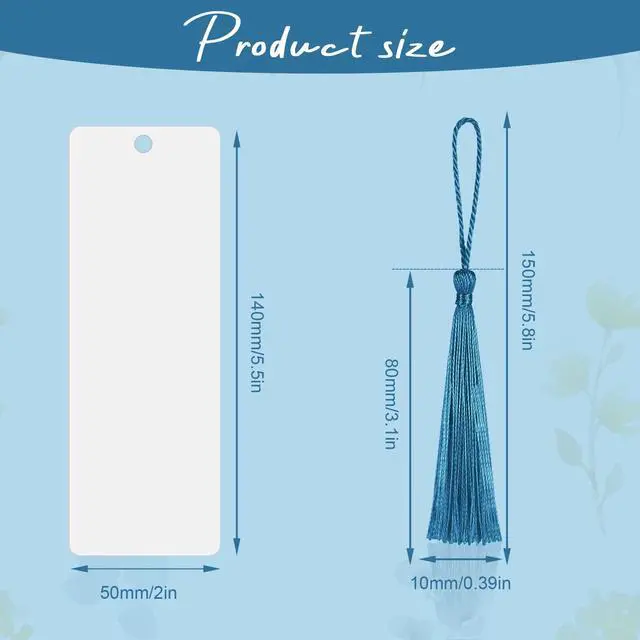 Alt view image 3 of 6 - 240 Pcs Sublimation Blank Bookmark Heat Transfer Metal Aluminum DIY Bookmark with Hole and Colorful Tassels for Crafts, Birthday Wedding, Sublimation Blank Keychains, Single Sided Printing
