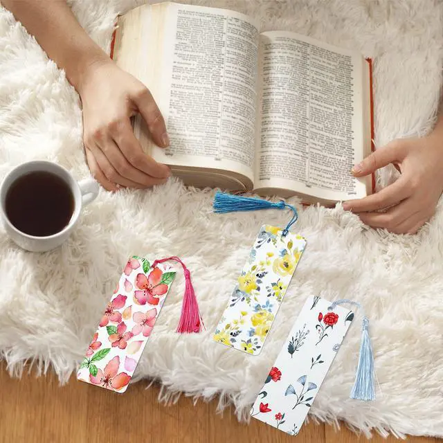 Alt view image 5 of 6 - 240 Pcs Sublimation Blank Bookmark Heat Transfer Metal Aluminum DIY Bookmark with Hole and Colorful Tassels for Crafts, Birthday Wedding, Sublimation Blank Keychains, Single Sided Printing