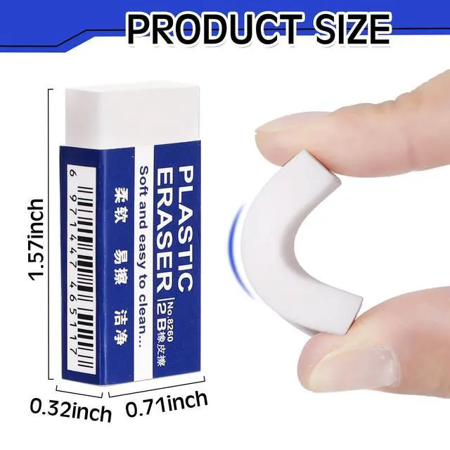 Alt view image 3 of 6 - 800 Pcs White Pencil Erasers Bulk Soft Art Eraser School Pencil Erasers for Drawing Kids Student Artist Office Home Writing 1.57 x 0.71 x 0.31 Inch