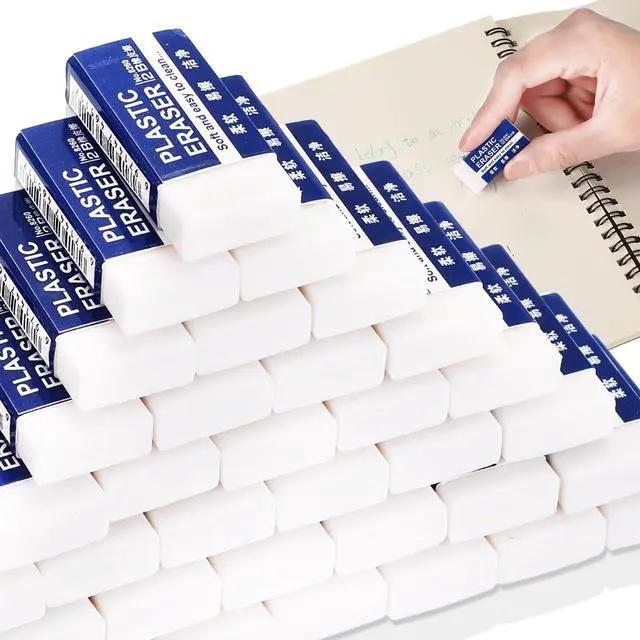 Alt view image 5 of 6 - 800 Pcs White Pencil Erasers Bulk Soft Art Eraser School Pencil Erasers for Drawing Kids Student Artist Office Home Writing 1.57 x 0.71 x 0.31 Inch