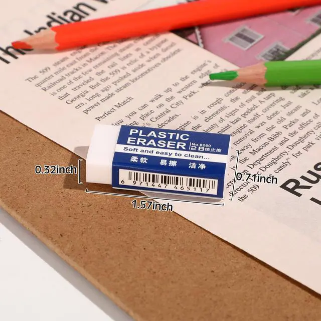 Alt view image 6 of 6 - 800 Pcs White Pencil Erasers Bulk Soft Art Eraser School Pencil Erasers for Drawing Kids Student Artist Office Home Writing 1.57 x 0.71 x 0.31 Inch